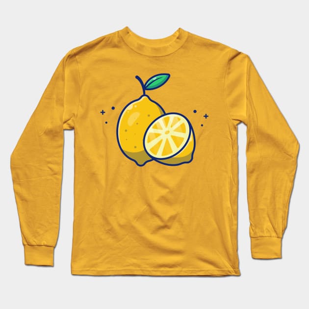 Lemon And Slices Of Lemon Cartoon Long Sleeve T-Shirt by Catalyst Labs